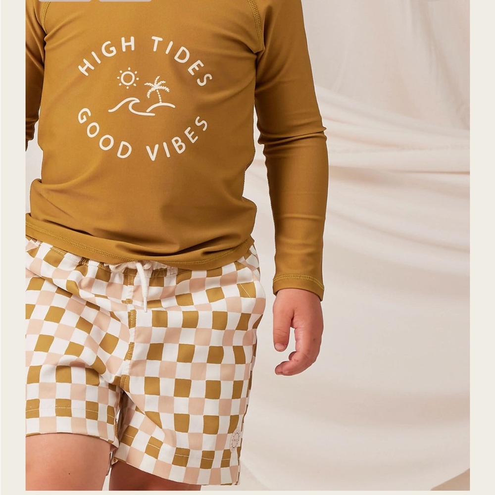 Rylee + Cru retro Brown Checkered Shorts